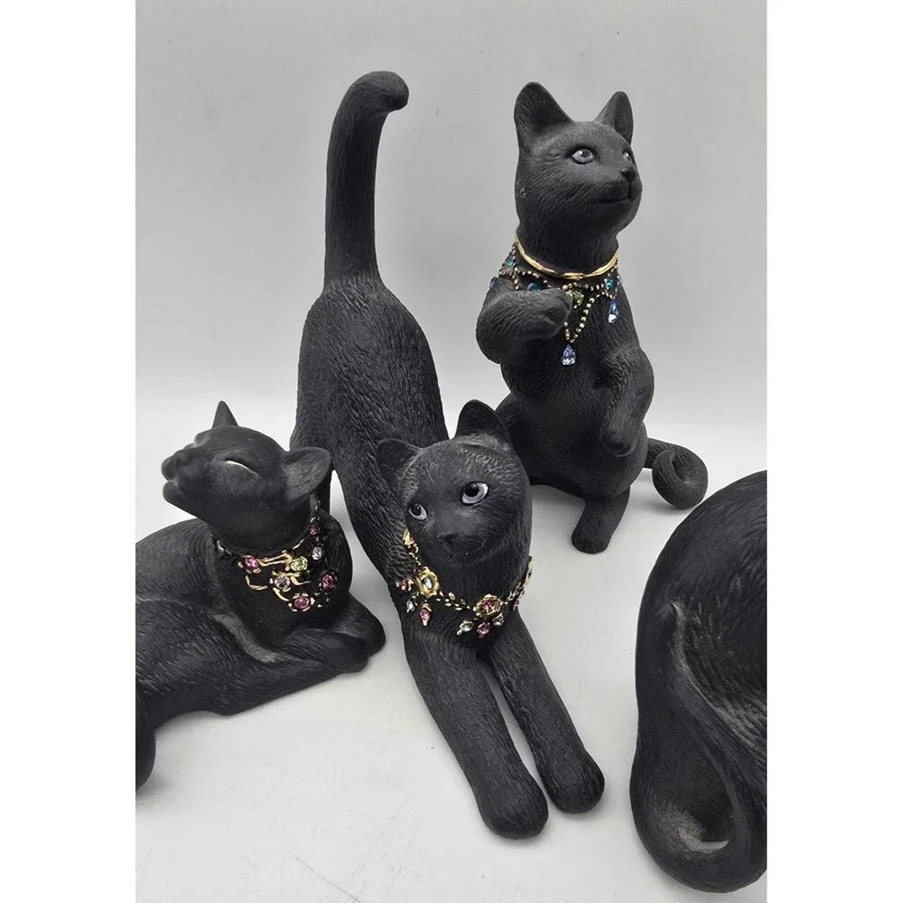 Set of 4 Lenox Jeweled Black Cat Collection